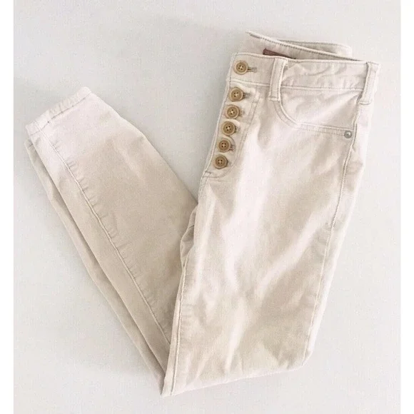 Anthropologie | Pilcro High Rise Skinny Womens Size 26 Beige Tan Corduroy Pants - Picture 4 of 12